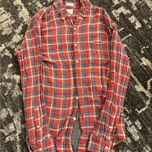 J. Crew Red and Blue Plaid Button-Down Shirt